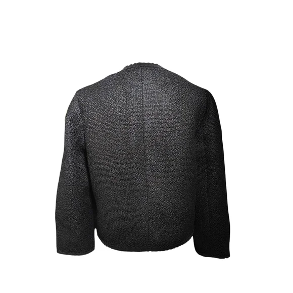 Zara Black Bouclé Blazer with Gold Buttons - Picture 2 of 8